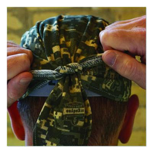 ergodyne Chill-Its 6615 High-Performance Bandana Doo Rag with Terry Cloth Sweatband, One Size Fits Most, Camo (12478)