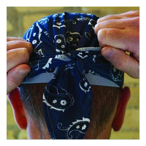 ergodyne Chill-Its 6615 High-Performance Bandana Doo Rag with Terry Cloth Sweatband, One Size Fits Most, Navy Western (12480)