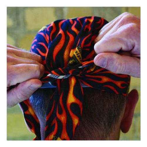 ergodyne Chill-Its 6615 High-Performance Bandana Doo Rag with Terry Cloth Sweatband, One Size Fits Most, Flames (12485)