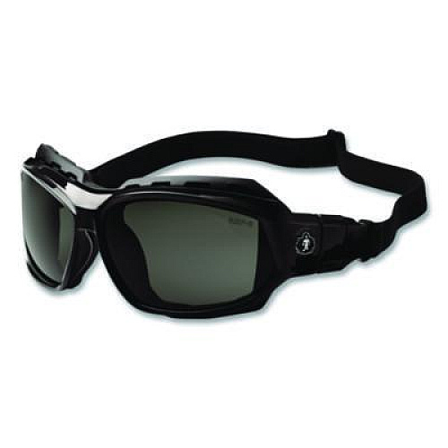 ergodyne Skullerz Loki Safety Glasses/Goggles, Black Full Frame, Smoke Dual Lens (56030)
