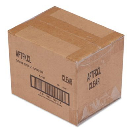 WNA Petites Mini Utensils, Medium Duty, Petite Tasting Fork, Plastic, Clear, 500/Carton (APTFKCL)