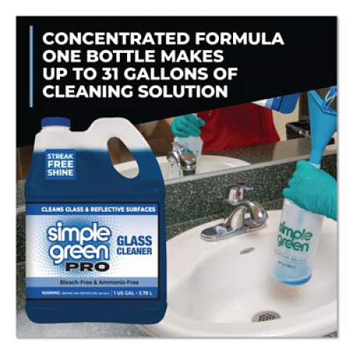 Simple Green Pro Glass Cleaner, 1 gal Bottle, 4/Carton (1101128)
