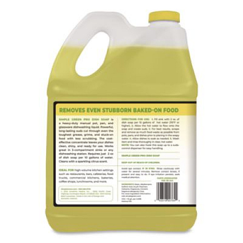 Simple Green Pro Dish Soap, Sparkling Citrus Scent, 1 gal Bottle, 4/Carton (4101128)