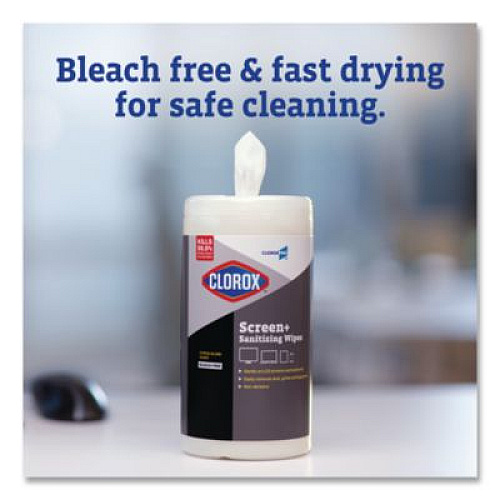 CloroxPro ScreenPlus Screen Sanitizing Wipes, 6 x 8, Citrus Blend, White, 75/Canister, 6 Canisters/Carton (60724CT)