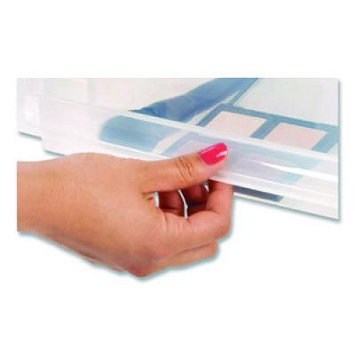 IRIS Stackable Storage Drawer, 5.5 gal, 15.7" x 19.7" x 6.5", Gray/Translucent Frost (170441)