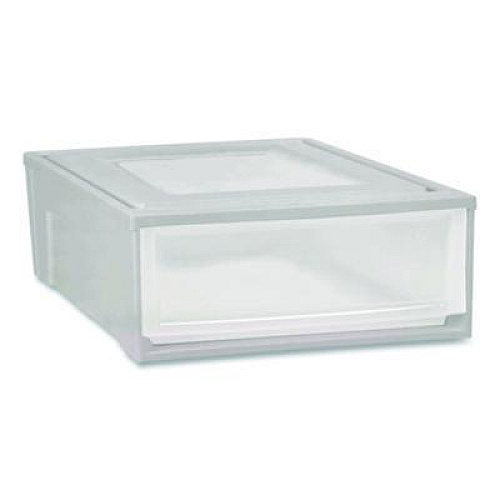 IRIS Stackable Storage Drawer, 7.75 gal, 15.75" x 19.62" x 9", Gray/Translucent Frost (170473)