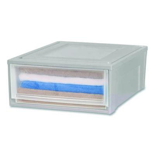 IRIS Stackable Storage Drawer, 7.75 gal, 15.75" x 19.62" x 9", Gray/Translucent Frost (170473)