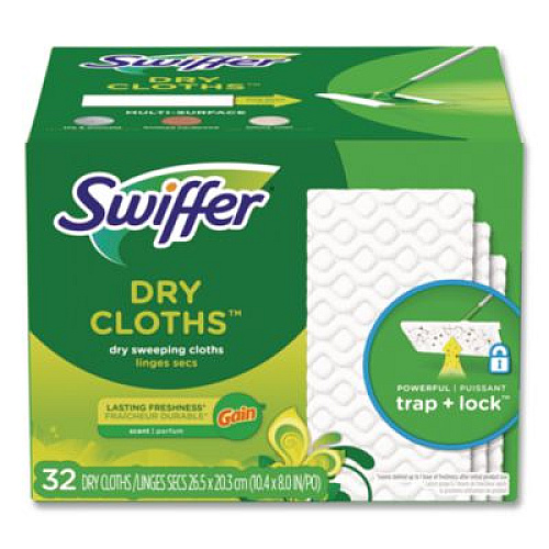 Swiffer Dry Refill Cloths. 8 x 10.4, White, 32 Box, 4 Boxes/Carton (83059)