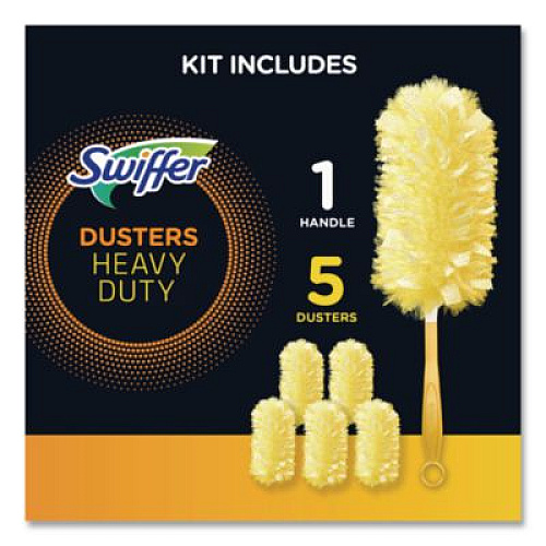 Swiffer Heavy Duty Dusters Starter Kit, 6" Handle with Two Disposable Dusters, 4 Kits/Carton (08109)