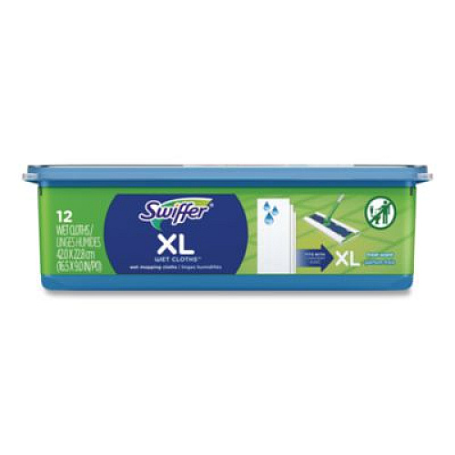 Swiffer Max/XL Wet Refill Cloths, 16.5 x 9, White, 12/Tub, 6 Tubs/Carton (74471)
