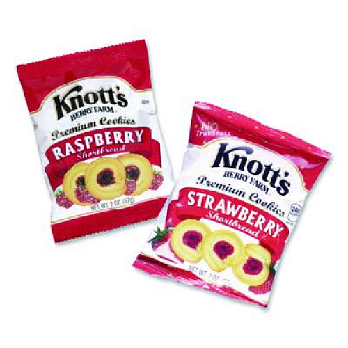 Knott's Berry Farm Premium Berry Jam Shortbread Cookies, Raspberry and Strawberry Variety, 2 oz Pack, 36 Packs/Carton (BIS59638)