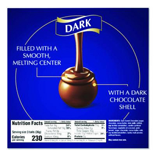 Lindt Lindor Dark Chocolate Truffles, 25.4 oz Box, 60/Box (LAS3513)