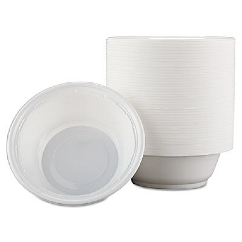 Dart Famous Service Plastic Dinnerware, Bowl, 12 oz, White, 125/Pack, 8 Packs/Carton (12BWWF)