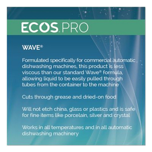 ECOS PRO Wave Commercial Automatic Dishwasher Detergent, Free and Clear, 5 gal Pail (PL944005)