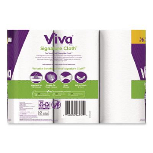 Viva Signature Cloth Choose-A-Sheet Kitchen Roll Paper Towels,1-Ply, 5.1 x 11,White, 86 Sheets/Double Roll, 3 Rolls/PK, 8 Packs/CT (56530)