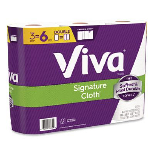 Viva Signature Cloth Choose-A-Sheet Kitchen Roll Paper Towels,1-Ply, 5.1 x 11,White, 86 Sheets/Double Roll, 3 Rolls/PK, 8 Packs/CT (56530)