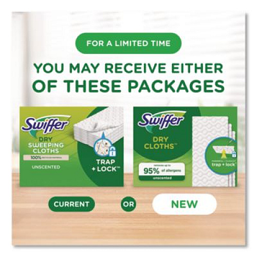 Swiffer Dry Refill Cloths, 10.63 x 8, White, 32/Box, 4 Boxes/Carton (21457)