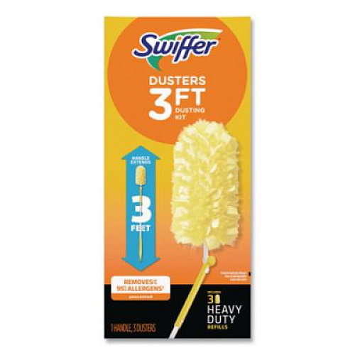 Swiffer Heavy Duty Dusters with Extendable Handle, 14" to 3 ft Handle, 1 Handle and 3 Dusters/Kit (82074)