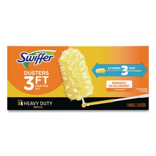 Swiffer Heavy Duty Dusters with Extendable Handle, 14" to 3 ft Handle, 1 Handle and 3 Dusters/Kit (82074)