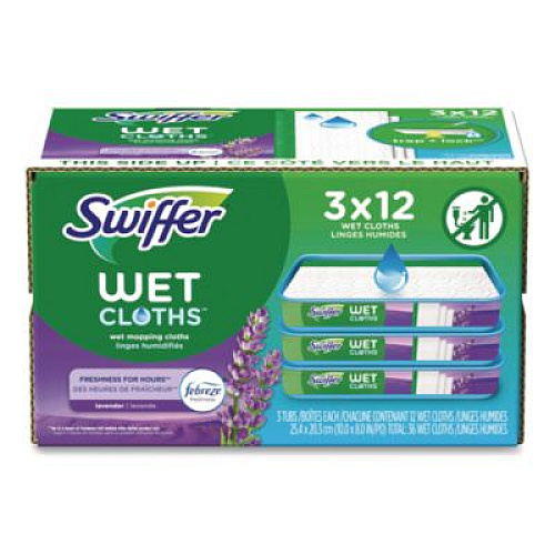 Swiffer Wet Refill Cloths, 10 x 8, Lavender Vanilla and Comfort, White, 36/Carton (55311)