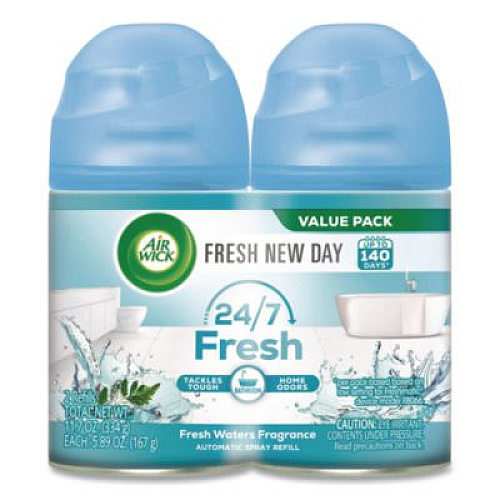 Air Wick Freshmatic Ultra Spray Refill, Fresh Waters, 5.89 oz Aerosol Spray, 2/Pack, 3 Packs/Carton (82093CT)