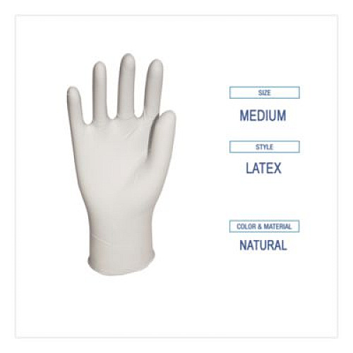 Boardwalk General-Purpose Latex Gloves, Powder-Free, Medium, 4.4 mil Thick, 12" Long, Natural, 100/Box (345MBX)