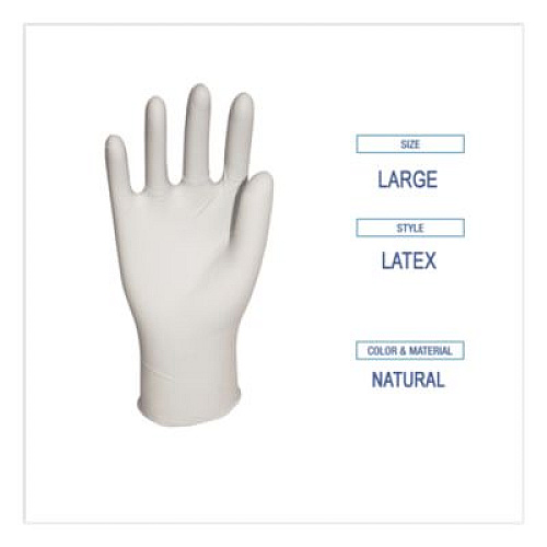Boardwalk General-Purpose Latex Gloves, Powder-Free, Large, 4.4 mil Thick, 9.5" Long, Natural, 100/Box, 10 Boxes/Carton (345LCT)