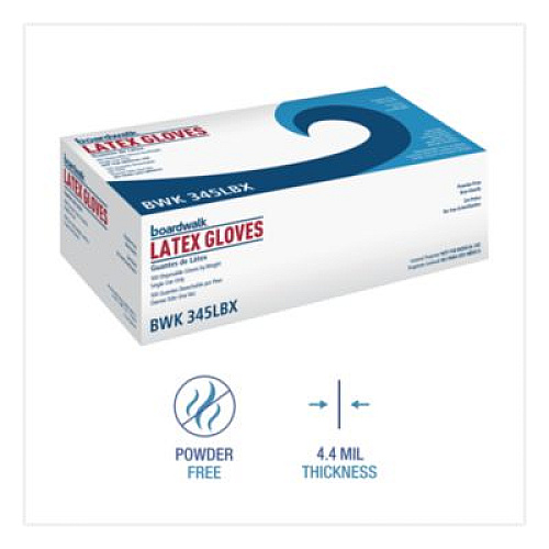 Boardwalk General-Purpose Latex Gloves, Powder-Free, Large, 4.4 mil Thick, 9.5" Long, Natural, 100/Box, 10 Boxes/Carton (345LCT)