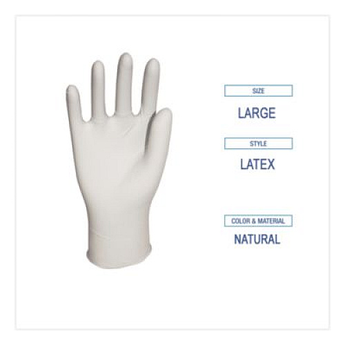 Boardwalk General-Purpose Latex Gloves, Powder-Free, Large, 4.4 mil Thick, 12" Long, Natural, 100/Box (345LBX)