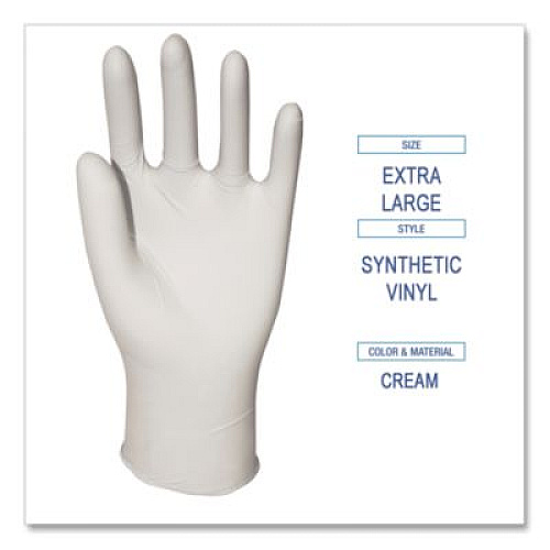 Boardwalk Powder-Free Synthetic Vinyl Gloves, X-Large, 4 mil Thick, 9.5" Long, Cream, 100/Box, 10 Boxes/Carton (315XLCT)