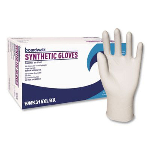 Boardwalk Powder-Free Synthetic Vinyl Gloves, X-Large, 4 mil Thick, 9.5" Long, Cream, 100/Box, 10 Boxes/Carton (315XLCT)