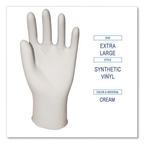 Boardwalk Powder-Free Synthetic Vinyl Gloves, X-Large, 4 mil Thick, 9.5" Long, Cream, 100/Box (315XLBX)