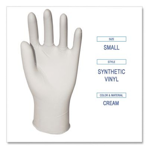 Boardwalk Powder-Free Synthetic Vinyl Gloves, Small, 4 mil Thick, 9.5" Long, Cream, 100/Box, 10 Boxes/Carton (315SCT)