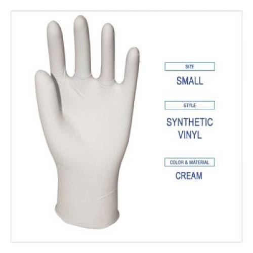Boardwalk Powder-Free Synthetic Vinyl Gloves, Small, 4 mil Thick, 9.5" Long, Cream, 100/Box (315SBX)