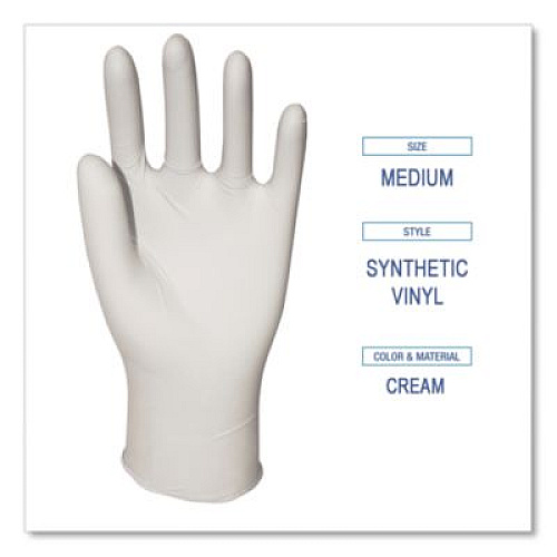 Boardwalk Powder-Free Synthetic Vinyl Gloves, Medium, 4 mil Thick, 9.5" Long, Cream, 100/Box, 10 Boxes/Carton (315MCT)