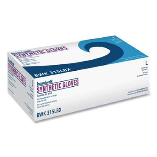 Boardwalk Powder-Free Synthetic Vinyl Gloves, Large, 4 mil Thick, 9.5" Long, Cream, 100/Box, 10 Boxes/Carton (315LCT)