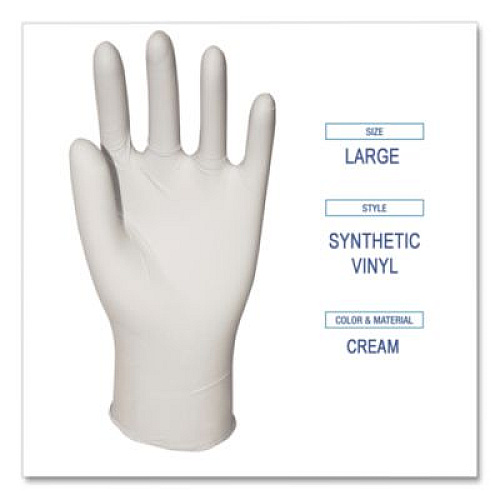 Boardwalk Powder-Free Synthetic Vinyl Gloves, Large, 4 mil Thick, 9.5" Long, Cream, 100/Box, 10 Boxes/Carton (315LCT)