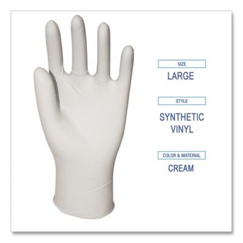 Boardwalk Powder-Free Synthetic Vinyl Gloves, Large, 4 mil Thick, 9.5" Long, Beige, 100/Box (315LBX)