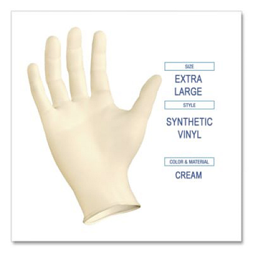 Boardwalk Powder-Free Synthetic Examination Vinyl Gloves, X-Large, 5 mil Thick, 9.5" Long, Cream, 100/Box, 10 Boxes/Carton (310XLCT)