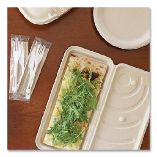 World Centric Fiber Hinged Takeout Containers, 13.7 x 6.6 x 1.3, Natural, Paper, 200/Carton (PBSCU13LFS)