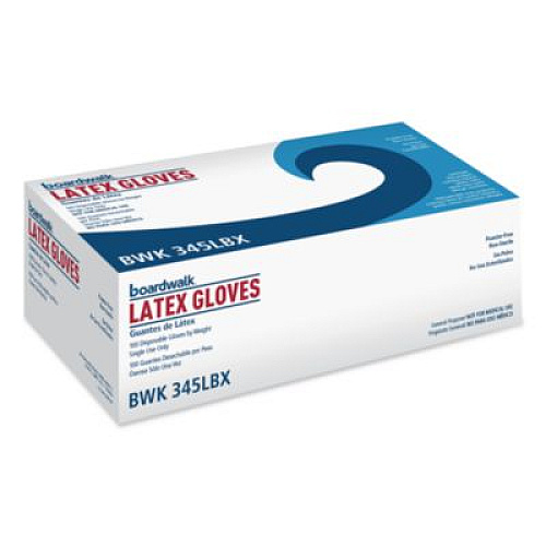 Boardwalk General-Purpose Latex Gloves, Powder-Free, Large, 4.4 mil Thick, 12" Long, Natural, 100/Box (345LBX)