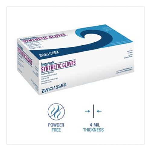 Boardwalk Powder-Free Synthetic Vinyl Gloves, Small, 4 mil Thick, 9.5" Long, Cream, 100/Box (315SBX)