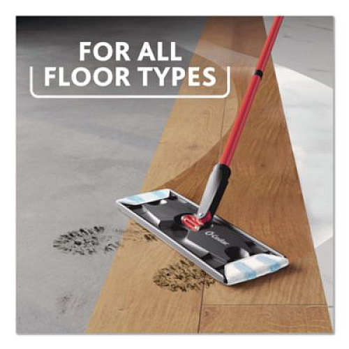 O-Cedar H2Pro Flat Mop System, 9.25 x 4.38 White/Blue Microfiber Head, Up to 56" Black/Red Handle (175765)