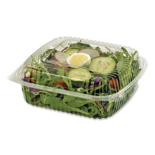 World Centric PLA Hinged Clamshells, 46 oz, 8.3 x 8.6 x 3.1, Clear, Plastic, 300/Carton (KLCS8N)