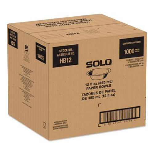 SOLO Compostable Paper Dinnerware, ProPlanet Seal, Bowl, 12 oz, White, 1,000/Carton (HB12PLANET)