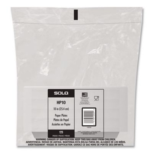SOLO Compostable Paper Dinnerware, ProPlanet Seal, Plate, 10" dia, White, 500/Carton (HP10W)