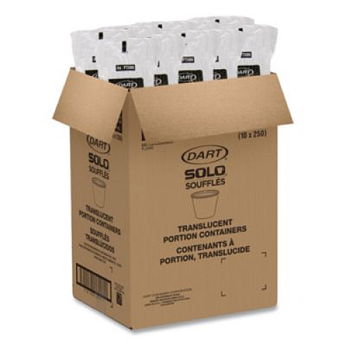 SOLO Portion Containers, 2.5 oz, Plastic, Translucent, 2,500/Carton (P250N)