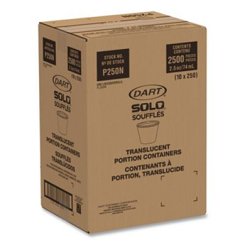 SOLO Portion Containers, 2.5 oz, Plastic, Translucent, 2,500/Carton (P250N)