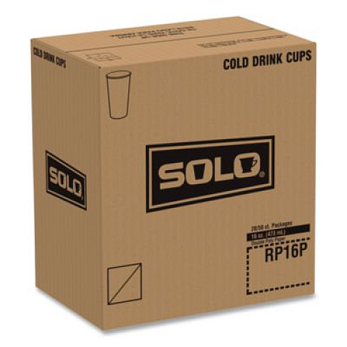 SOLO Double Sided Poly (DSP) Paper Cold Cups, 16 oz, White, 50 Cups/Sleeve, 20 Sleeves/Carton (RP16P2050)
