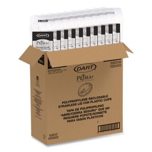 Dart Prima Strawless Plastic Lids, Fits 12 oz to 26 oz Cold Cups, Clear, 100/Sleeve, 10 Sleeves/Carton (P626RSL)
